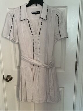 Karl Lagerfeld White  Dress with Black Scallop Trim worn once.